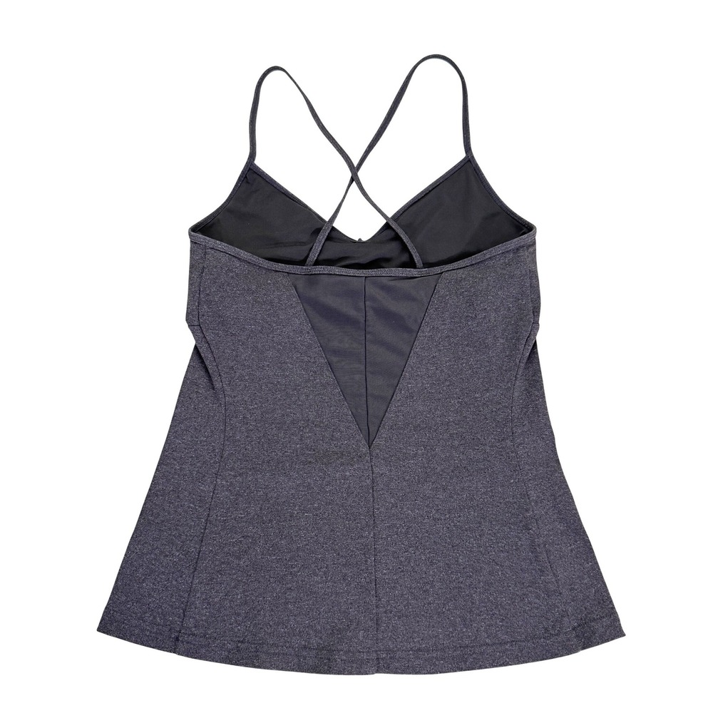 ALO YOGA V-Neck Mesh Inset Shelf Bra Tank Top Heathered Charcoal Grey Small - Picture 2 of 5